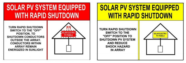 Rapid Shutdown Label Chnages