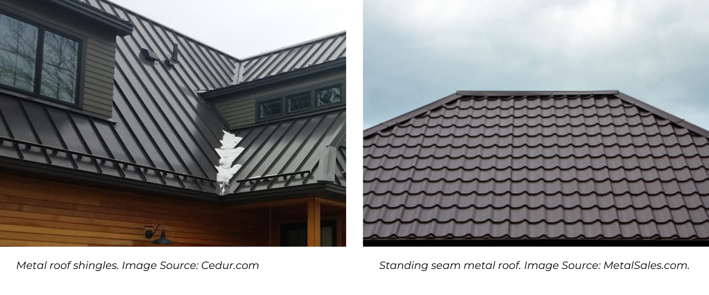 Metal Roof Shingles + Standing Seam Metal Roof Image Comparison