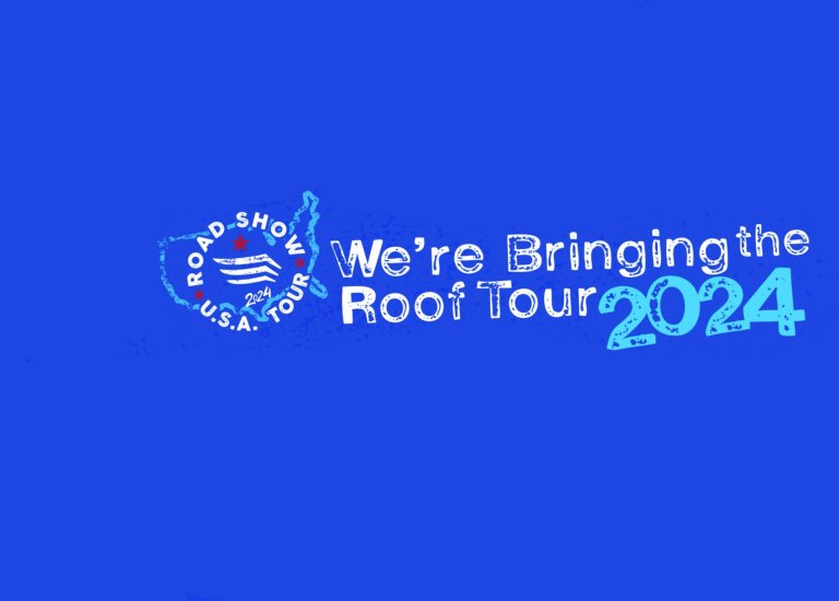 Roadshow USA tour logo on blue background