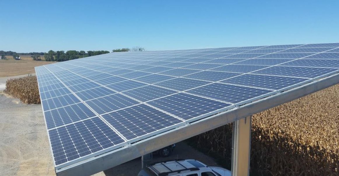 A top-down shot of the array