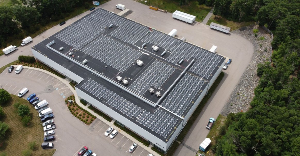 Overhead shot of solar installation