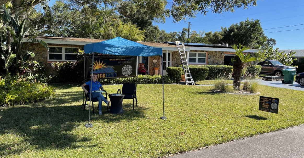 Solar Installers Set Up at Customer's Home