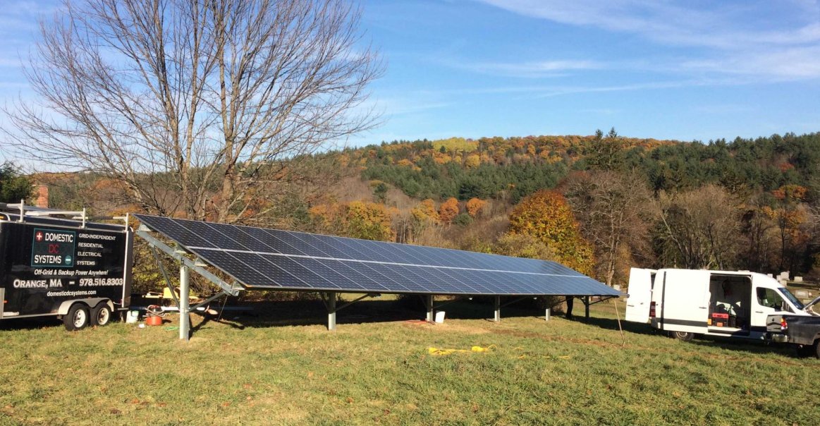 Solar array installation project in Conway, MA.